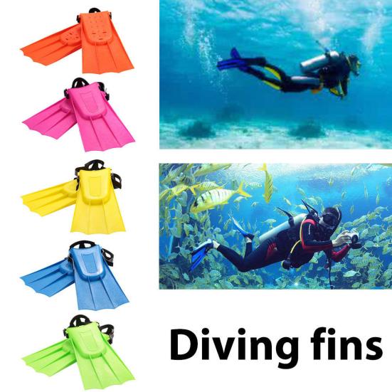 1 Pair Adult Snorkeling Diving Swim Short Fins Flippers with Adjustable Heel
