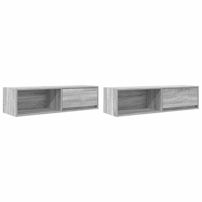 VidaXL TV Furniture 2 Pcs Sonoma Grey 100x31x25.5 Cm Engineered Wood, TV Stand, Hi-fi Cabinet, Entertainment Center, Sideboard 861483