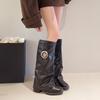 Fashion Vintage Block Heel Trouser Boots Thick Leg Thigh Boots Plus Size Boots for Women