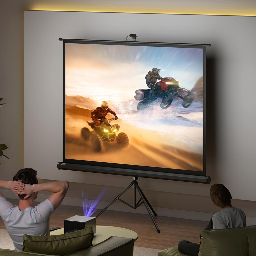 Projection Screen in 4:3 Format, Cinema Screen, Presentation Surface for Home or Office, Black