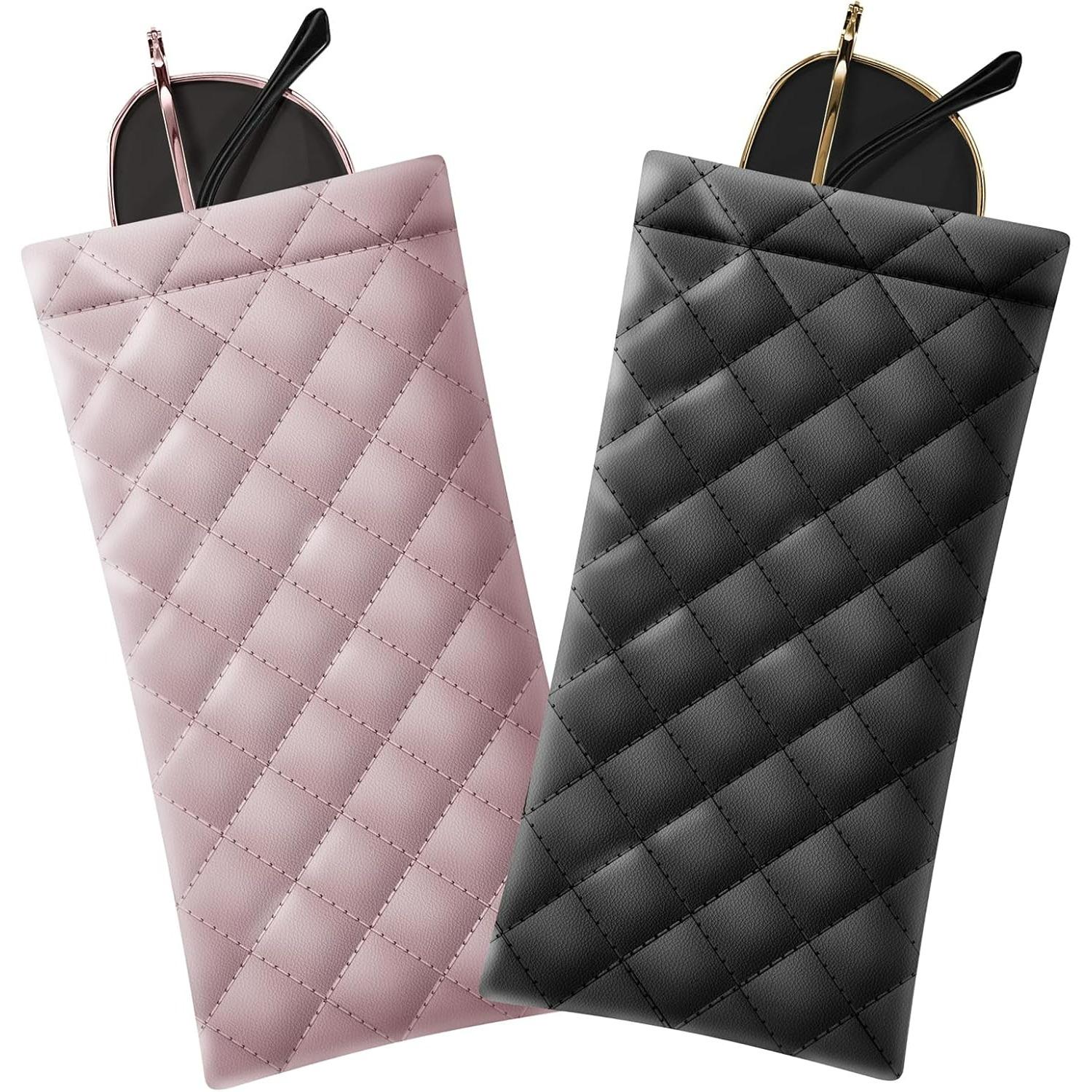 

Soft Sunglass Case - Pu Leather Sunglass Pouch Convenient Sunglass Travel Case 2 Pack A