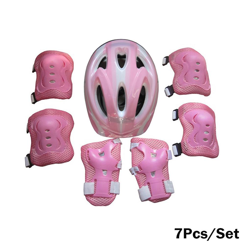 

7 шт. комплект, детский шлем для мальчиков и девочек, защита наколенников, налокотники, детский велосипедный шлем для катания на коньках, защитный шлем