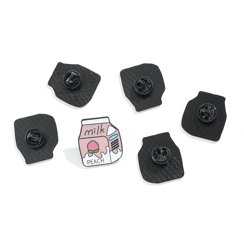 Creative milk box brooch fruit milk cute metal badge alloy dripping oil clothes bag