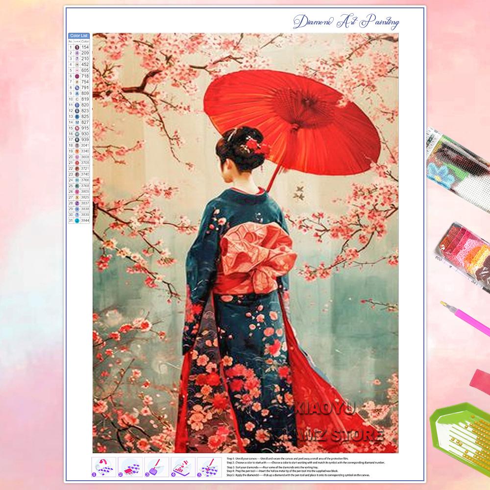 DIY Diamond Painting Cherry Blossom Fuji Mountain Landscape Mosaic Embroidery Cross Stitch Kit Living Room Home Art Wall Decor