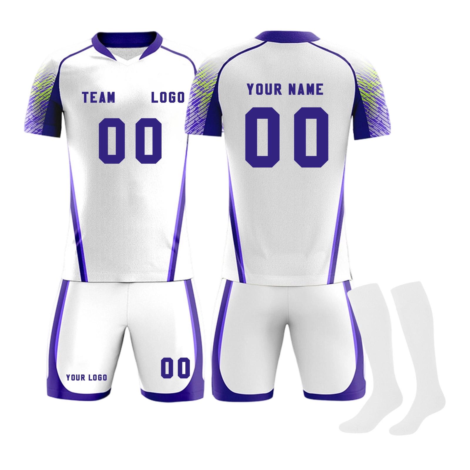 

Men Soccer Uniform Set Short Sleeve Jersey and Shorts with Socks Breathable Quick Dry Athletic Team Sportswear Kit for Training and Matches XS білий