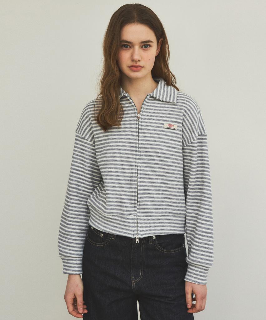 Wednesdayoasisforwomen W/Stripe Tweed Waffle Zip-Up_Gray(W25-Tp08)