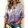Women's Vintage Paisley Floral Print Tie Front Blouse, Casual Loose Top for Spring Summer Daily Wear