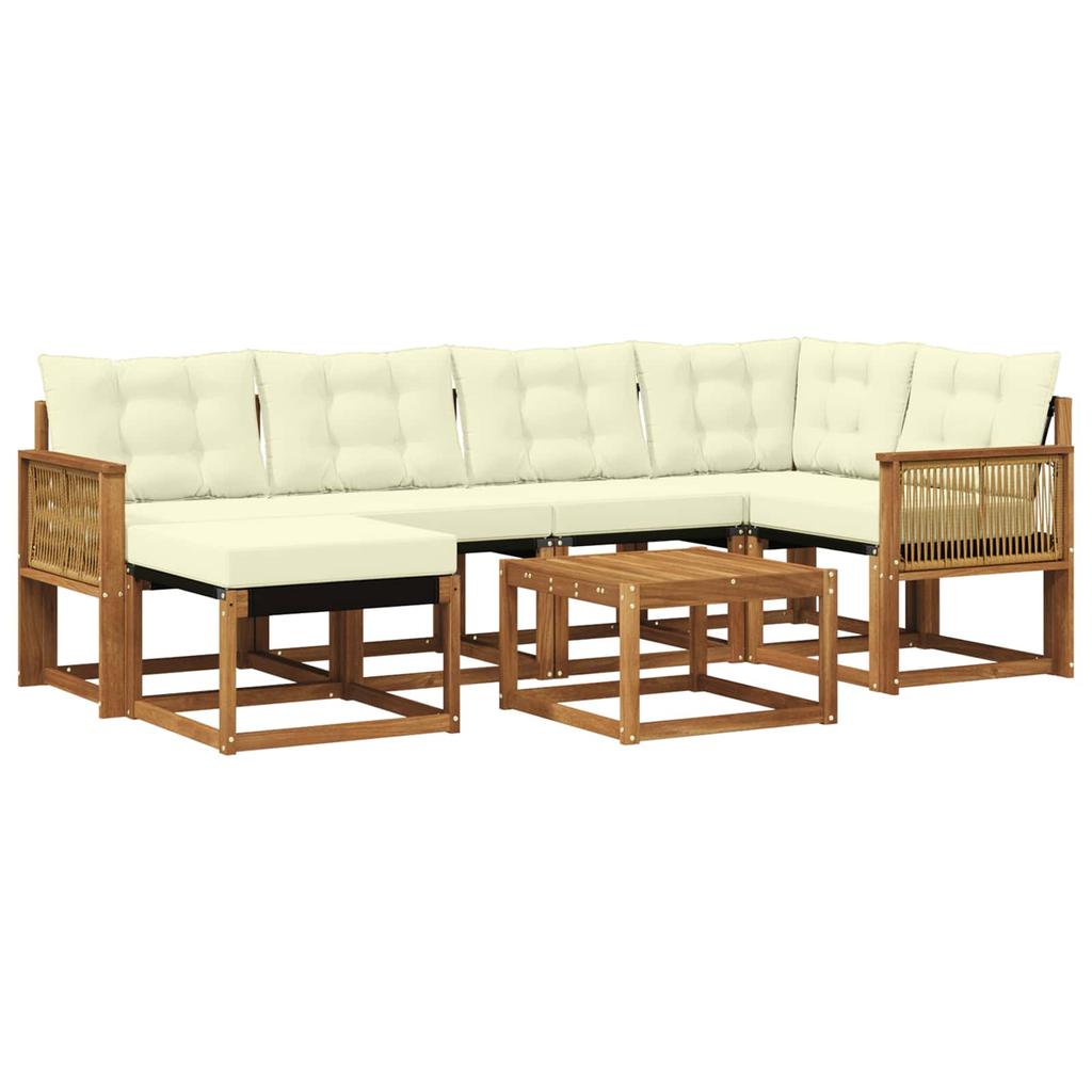Outdoor Sofa Set with Cushions 7 pcs Natural and Cream
