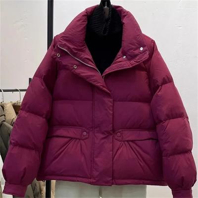 Parkas Women Puffy Jacket Fashion Loose Casual Winter Stand Collar Coat Female Lightweight Short Down Cotton Jacket Out