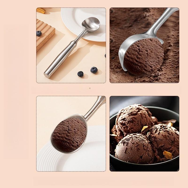 1PC Ice Cream Spoon Stainless Steel Summer Ice Cream Dessert Spoon Long Handle Fruit Tableware Household Goods