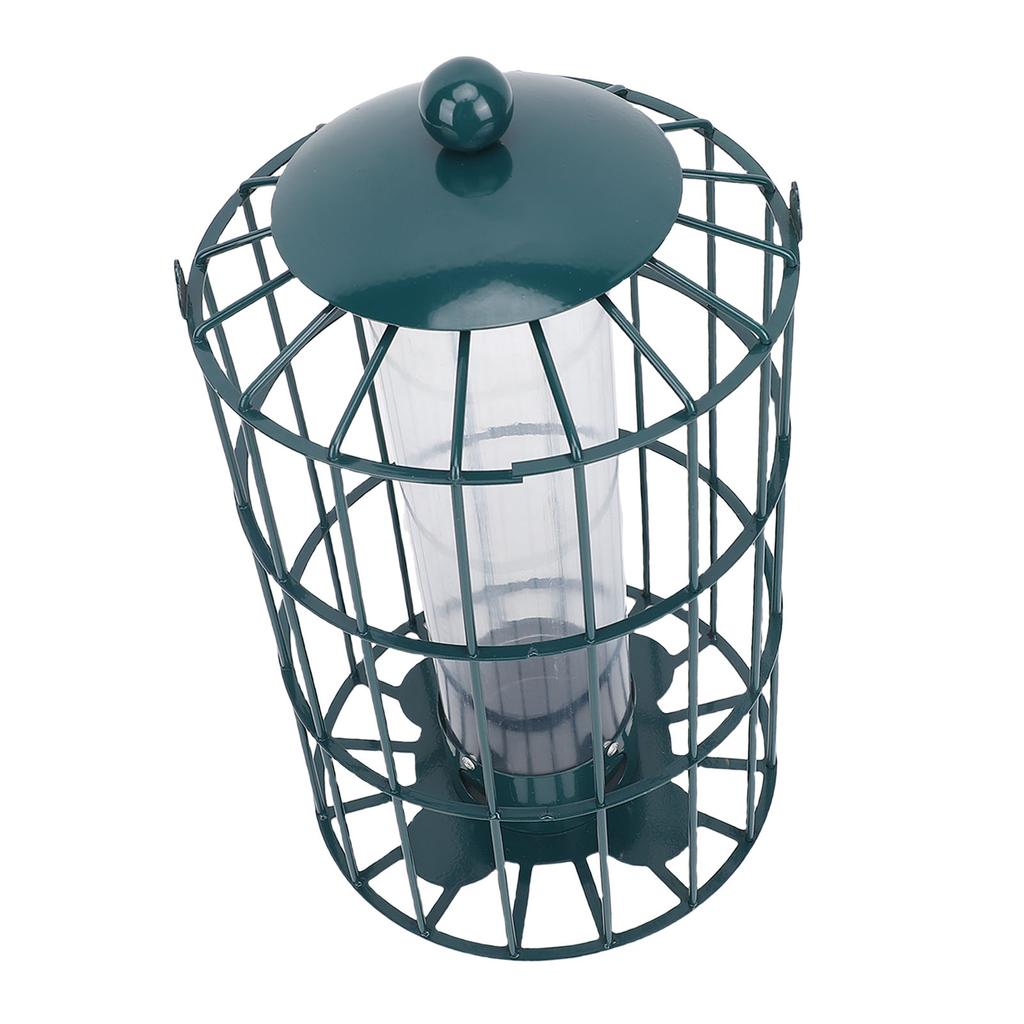 Caged Bird Feeder for Wild Birds Outside Squirrel Proof Hanging Tube Bird Feeder Chewproof Rustproof 7.1x12.6in Iron