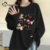 Women's Pure Cotton Long Sleeve T-shirt with Horse Poetic Print