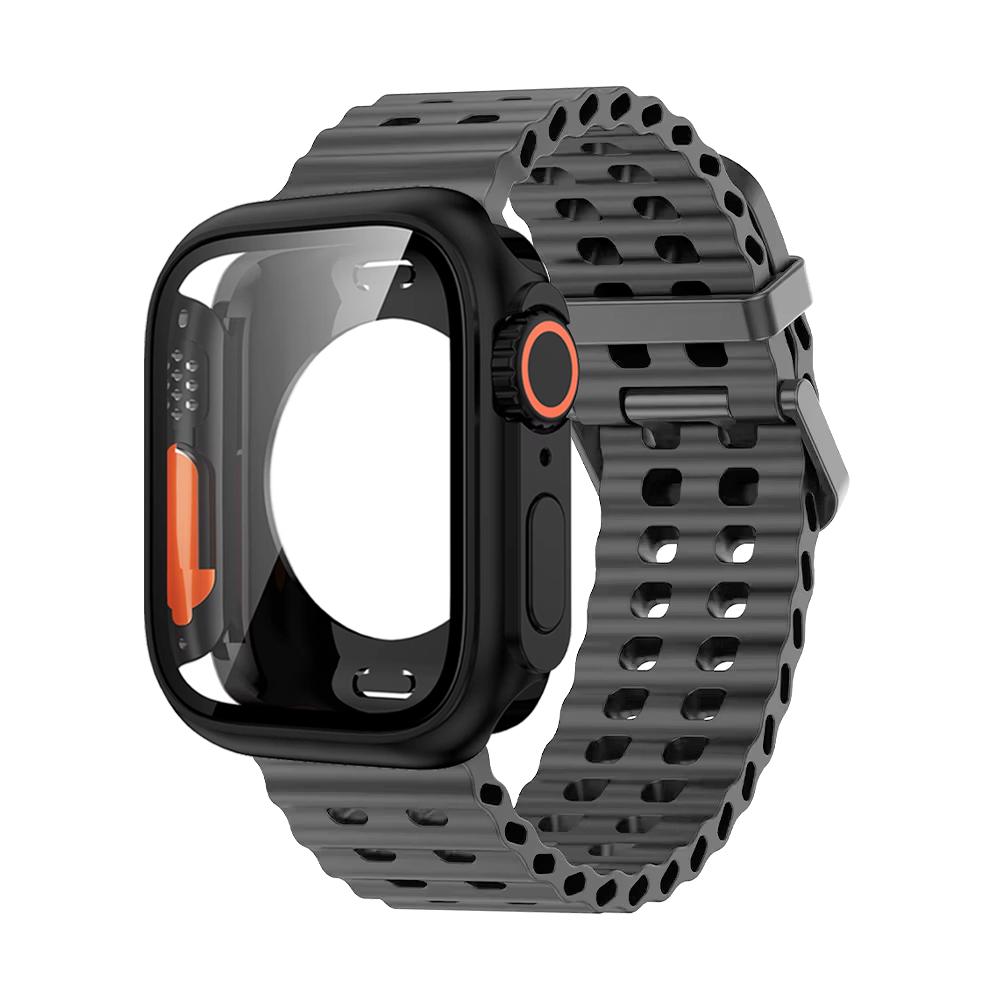 Ocean Silicone Strap+PC Case For Apple Watch Band  Series 11 10 46mm Metal Buckle Sports Bracelet Wristband iWatch 9 8 7 6 5 SE