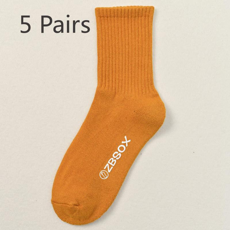 5 Pairs of Men's Autumn and Winter Cotton Thick and Velvet Warm Wool Ring Anti Pilling Tube Socks