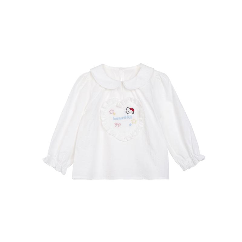LUSON Baby Girl Peter Pan Collar Cotton Shirt 120