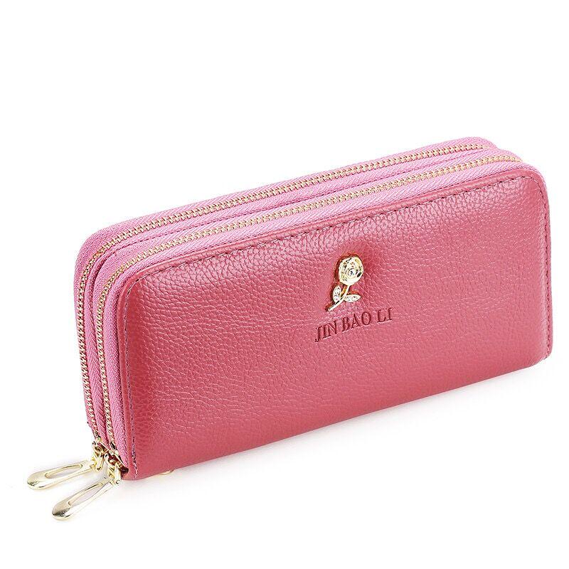 Korean Style Large Capacity Double Zipper Ladies Long Clutch Wallet and Coin Purse