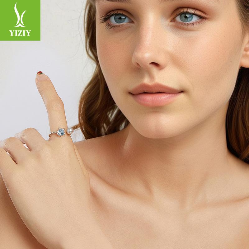 S925 Sterling Silver Turtle Bead Open Ring, Summer Vacation Wind Bead Ring Jewelry