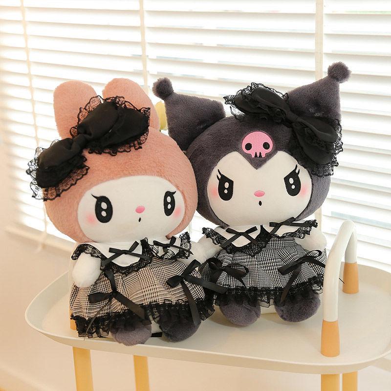 Customized My Melody Bowknot Dress Pillow & Dark Kuromi Plush Doll - Girl's Birthday Gift