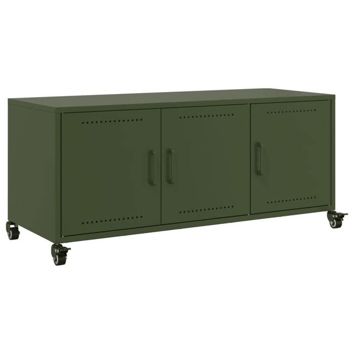 VidaXL Meuble TV, Armoire de Télévision avec Portes, Support Télé avec Rangement Salon Salle de Séjour, Vert Olive 846648