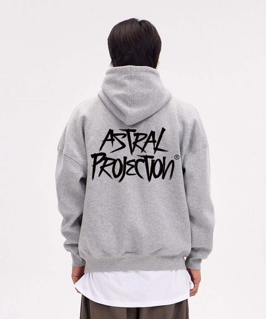 Graffiti Lettering Oversized Wide Shoulder Hoodie_Melange
