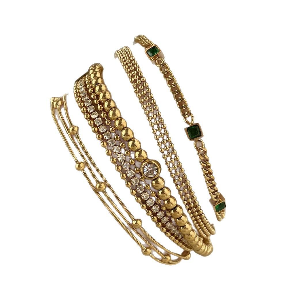 Fashionable Stainless Steel Plated Multi Layer Stackable Bracelet Elegant Versatile Jewelry for Women