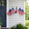 Outdoor Celebration Flags American Flag Stand Set, 5Pcs with Poles And Fan-Shaped Easy Install Kit Bases for Wall Balcony Shop Fronts Decor Patriotic