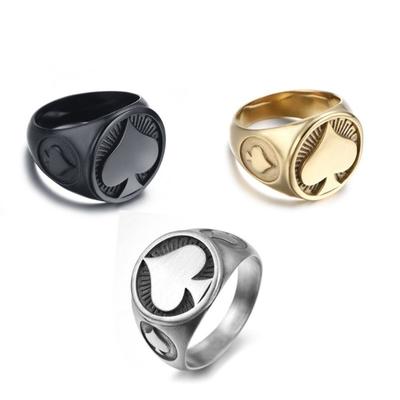 Rock Spades K Titanium Steel Men's Ring Personalized Retro Ring Playing Card Ring