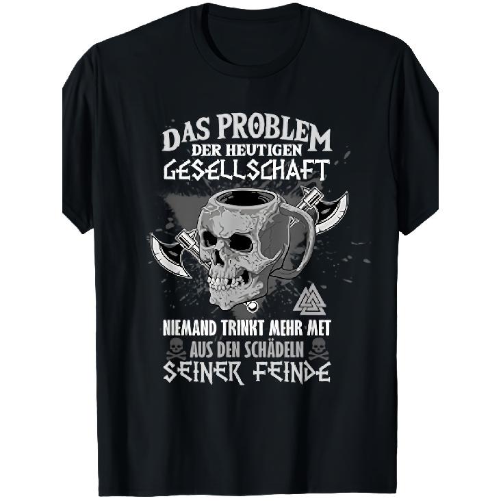 For Viking History T-Shirt - Honey From The Skulls Of The Enemy Norse, Casual Round Neck Tee With For Viking Skull And Rune For Viking Age Costume Or