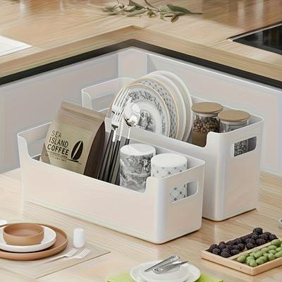 Platzsparende Mehrzweck-Aufbewahrungsbox aus Kunststoff, Schwamm- und Karton-Organizer für Einwegteller - Schränke, Arbeitsplatten, Wohnmobile