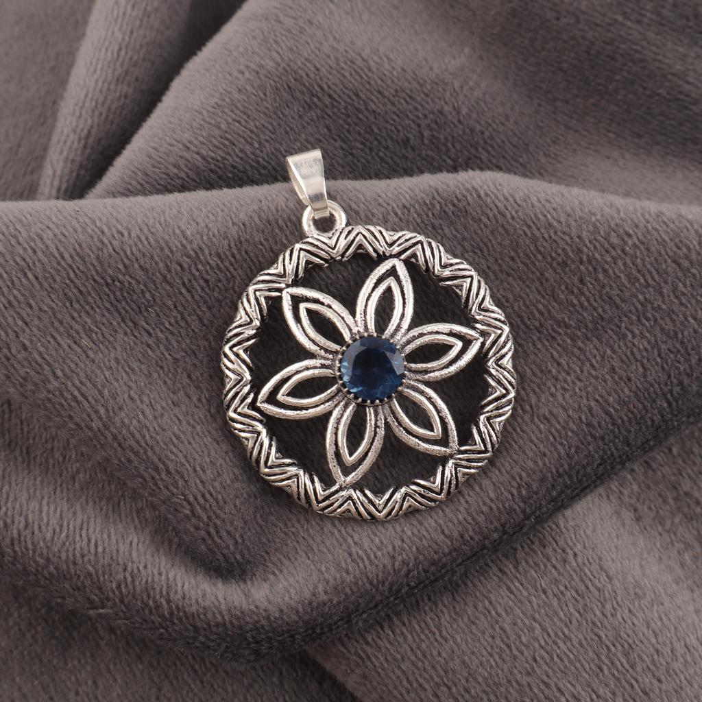 London Blå Topas Anheng, 925 Solid Sterling Sølv Edelstenssmykker, Håndlaget Anheng, Til Thanksgiving