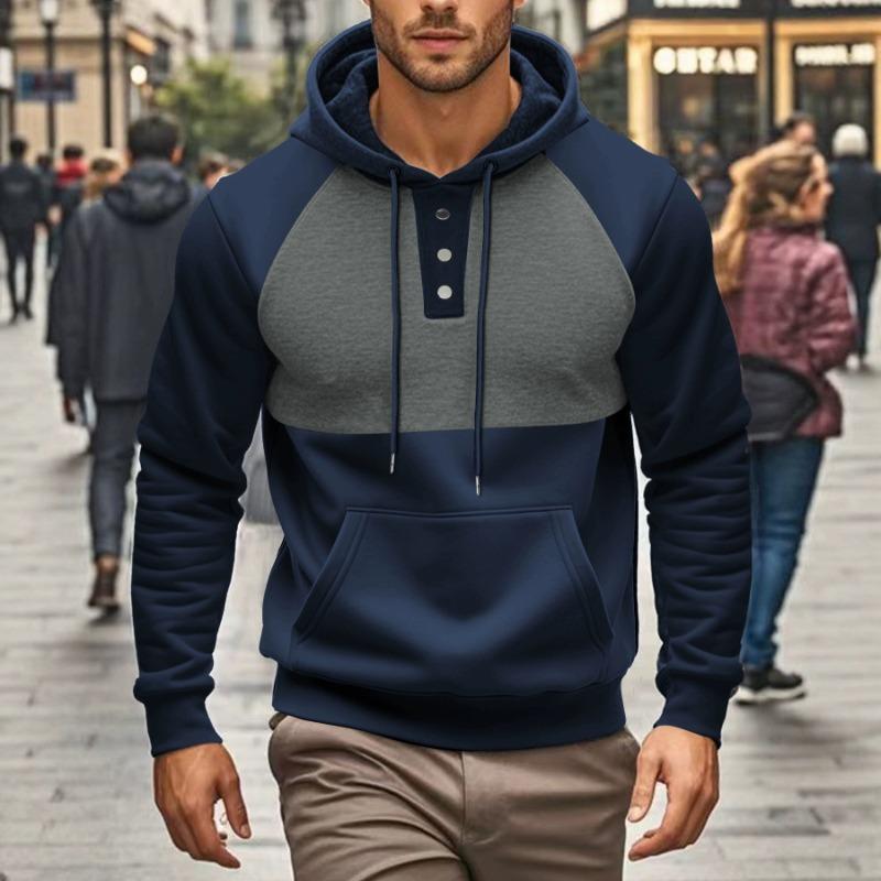 25 Men's Spring and Autumn Light Ripe Casual Loose Hooded Button Jacket Men's Sweater