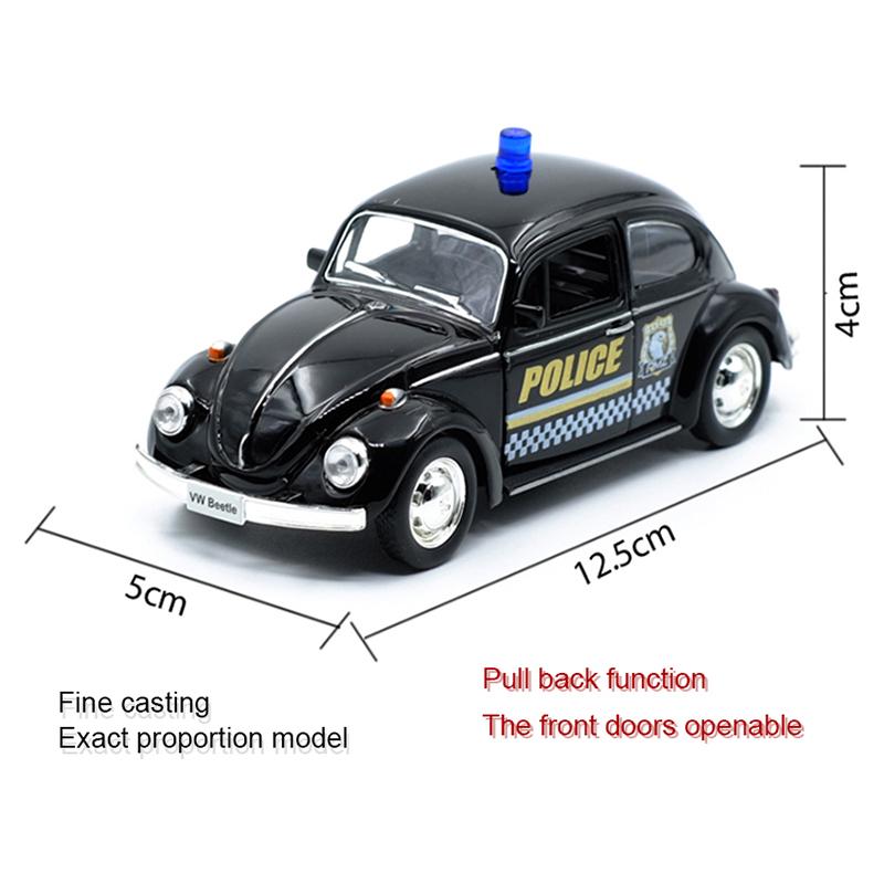 Policajný chrobák v mierke 1/36 1967 Policajný model auta zo zliatiny tlakového odliatku s vyťahovacím chrbtom pre deti Darčeky Kolekcia hračiek