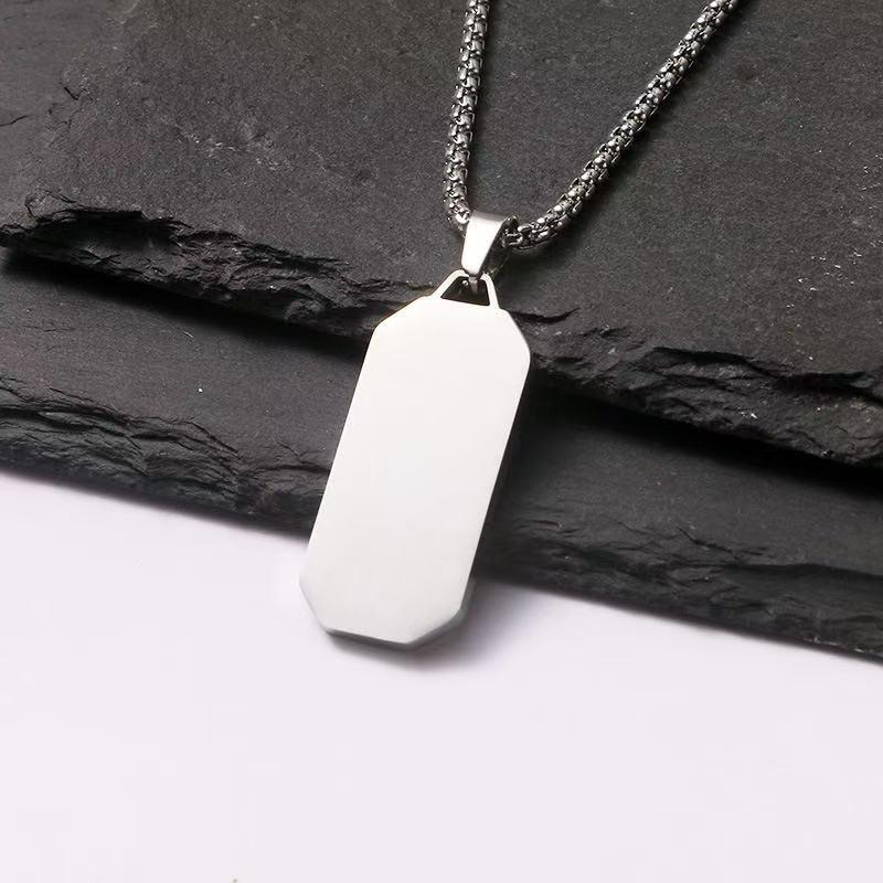 Hip-hop Punk Stainless Steel Geometric Square Pendant Necklace for Men Men Women Personality Simple Collar Chain Jewelry Gifts