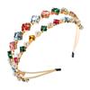Women's Hair Band Double Layer Metal Hairhoop Pearl Inlaid Rhinestone Super Flash Headwear