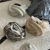 Nordic Style Rope Knot Tissue Box Ceramic Tissue Boxes Holder Living Room Decoration Modern Solid Colors Tissues Boxes