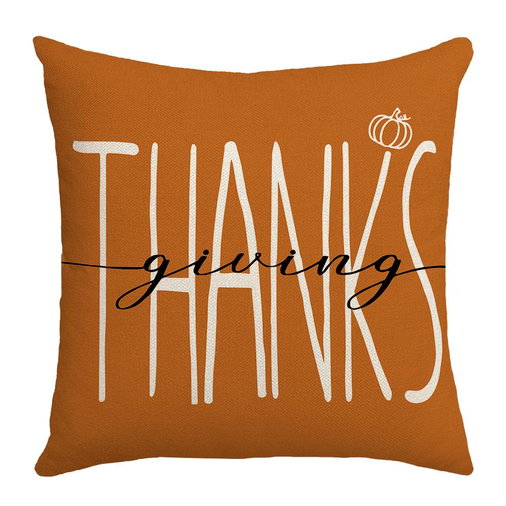 New Thanksgiving Autumn Cushion Pumpkin Maple Leaf Hand-painted Text Home Cushion Pillow Cover