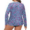 Women's Printed Large Size Long Sleeve Swimsuit Sun  Jacket Quick Dry Hiking Top