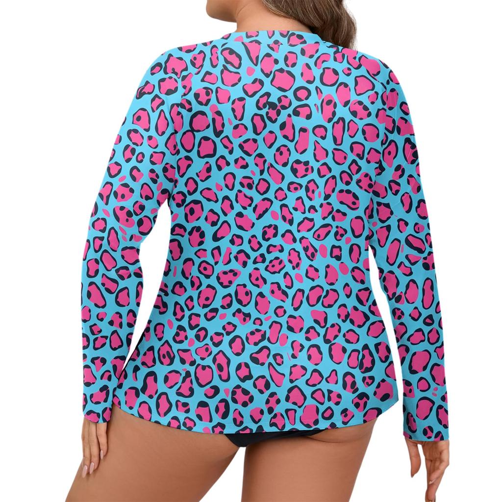 Women's Printed Large Size Long Sleeve Swimsuit Sun  Jacket Quick Dry Hiking Top