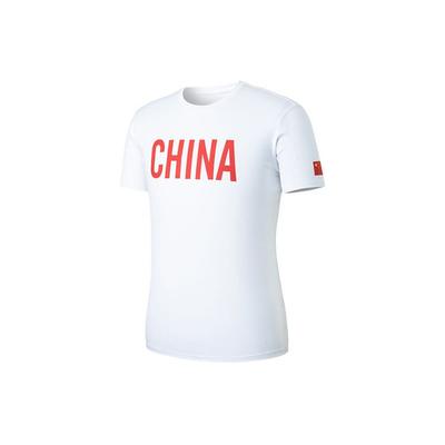 Anta Lässiges T-Shirt mit Nationalflaggen-Print, Rundhalsausschnitt, Unisex-Oberteile, Weiß 152150104-1
