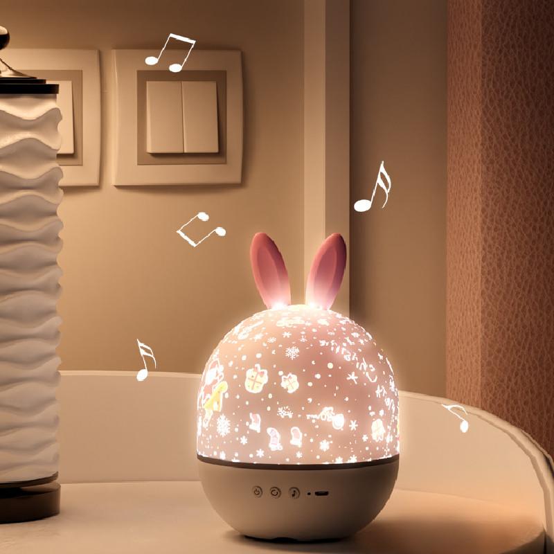 Deer Baby Rabbit Projector Led Night Light Musical Luminous Lamp Rotation 360