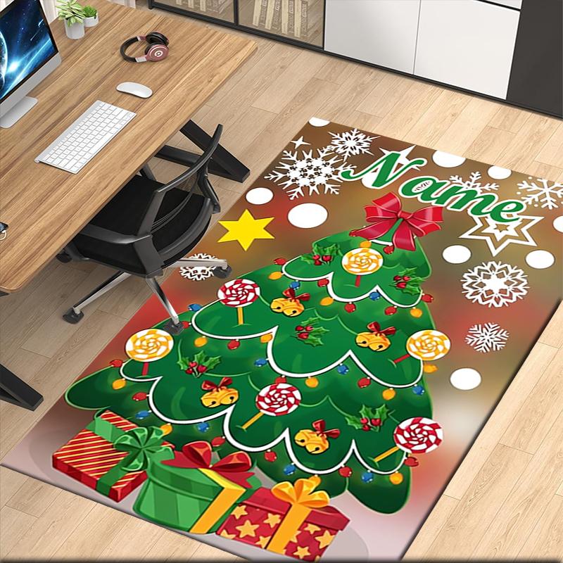 Custom Name Christmas Printed Carpet, for Office Chair Living Room Bedroom Kitchen Room Decor Gifts.