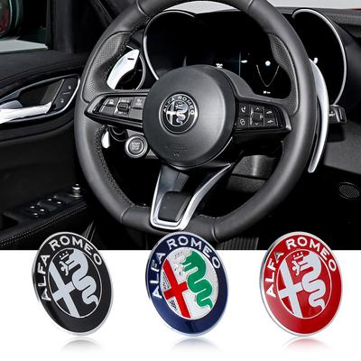 3D Car Steering Wheel Badge Replacement Emblem Decor For Giulia Stelvio Giulietta Interior Sticker Auto Accessories