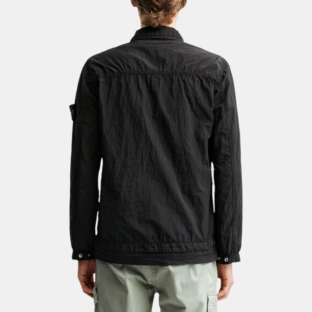 STONE ISLAND Ss25 Nylon Metal Solid Logo Patch Zip Long Sleeve Jacket Men Jacket Black K1S1512000-05S0019-V0029