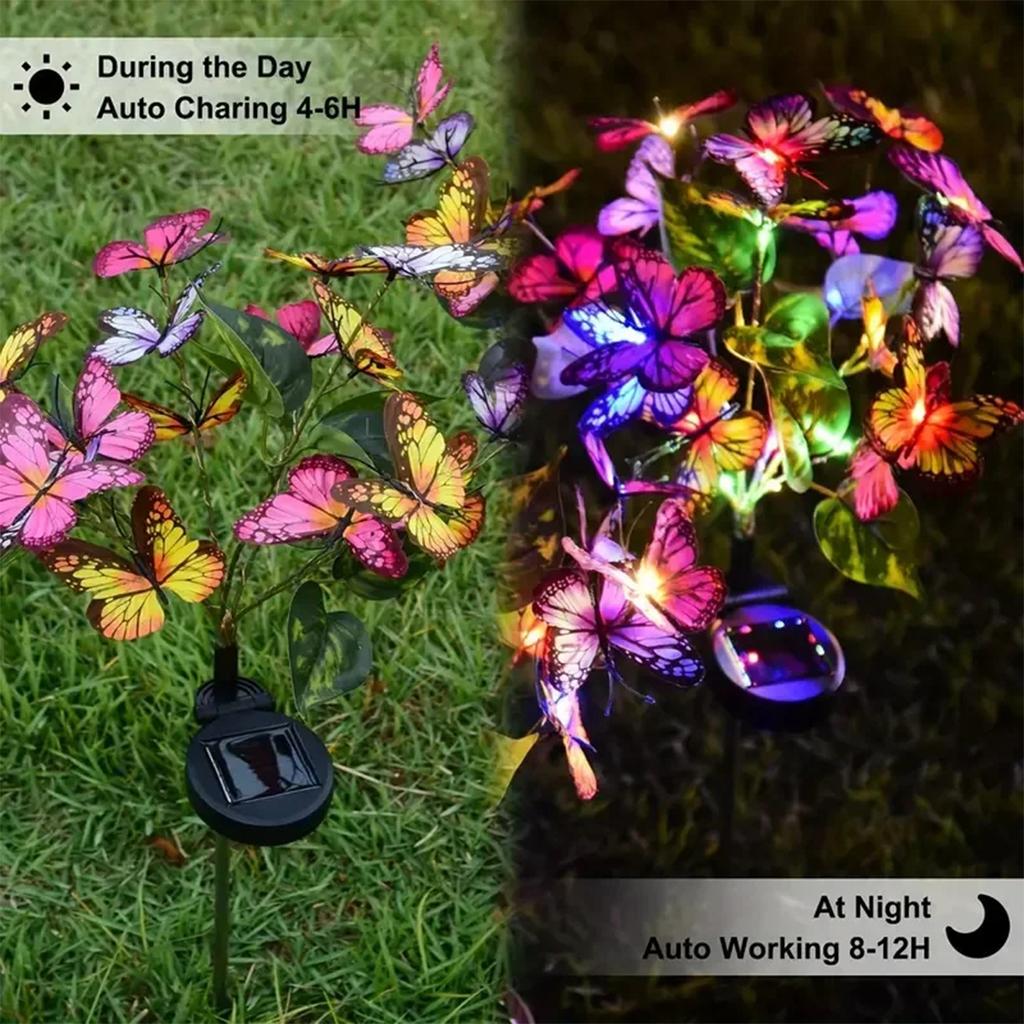 Solar Led Butterfly Flower Light Garden Lights Outdoor Waterproof Lawn Ground Pathway Stake Lamp Decor Patio Yard Ip65 Landscape