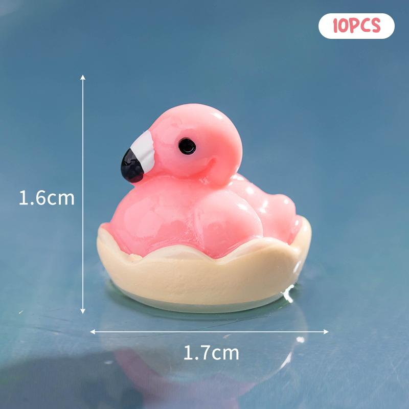 10Pcs Cute Cartoon Mini Flamingo Micro Landscape Decoration Crafts Miniature Resin Figurines Accessories Diy Home Decoration
