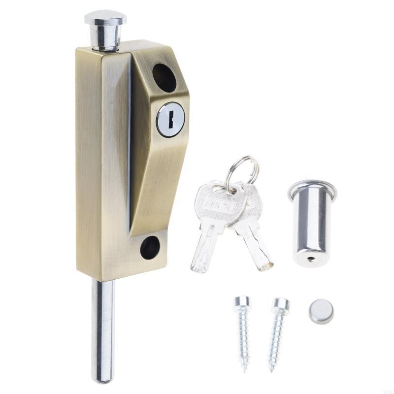 Aluminum Alloy Framed Door Lock Thickened Vertical Barrel Bolt Latches Antitheft Glass Door Lock for Home Commercial