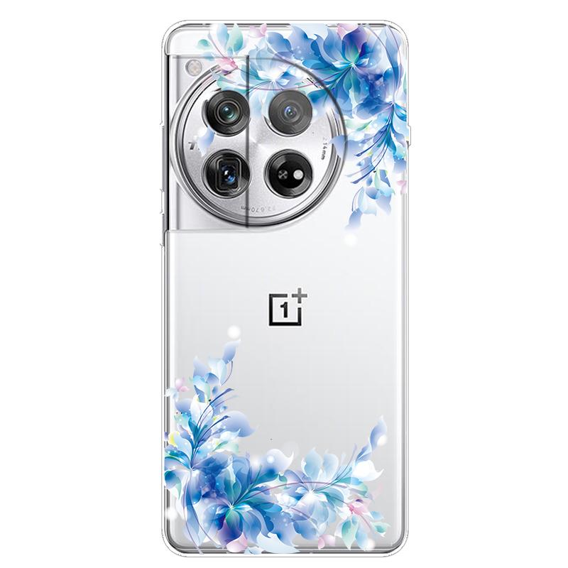 For OnePlus 12 Case 12R 5G Flower Clear TPU Soft Silicone Transparent Back Case for One plus 12R Cover on for Oneplus12 5G Coque