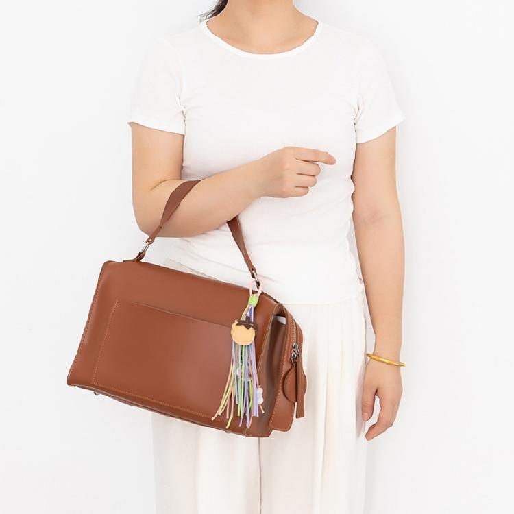 Versatile Bohemian Style PU Shell Bead Keychain Craft Kit With Playful Fruit Design And Adjustable Tassels Trims