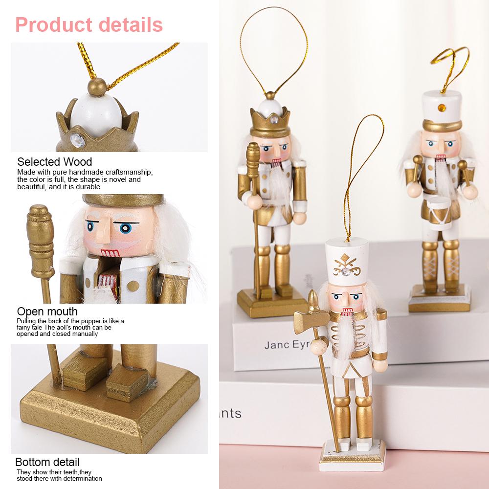 4 Stück 12 cm Nussknacker Marionetten Soldaten Ornamente Weihnachtsbaum Anhänger Mini Nussknacker Puppen Spielzeug Weihnachten Neujahr Geschenk Dekoration