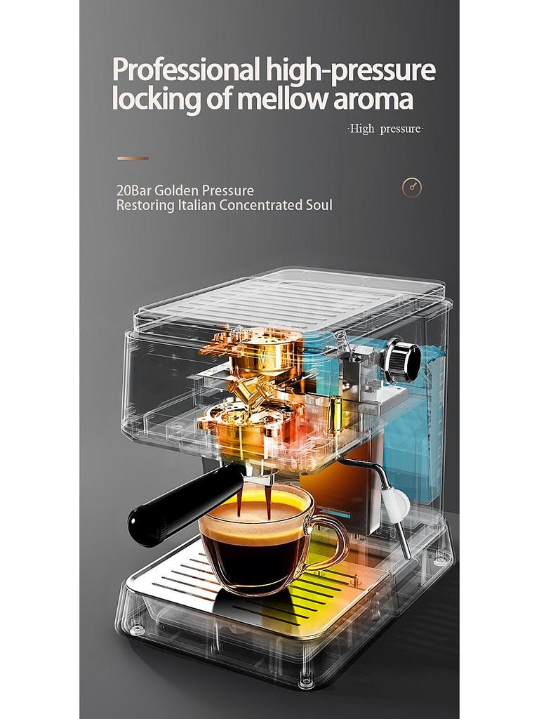 New Semi-Automatic Espresso Machine with Milk Frother & Pressure Gauge